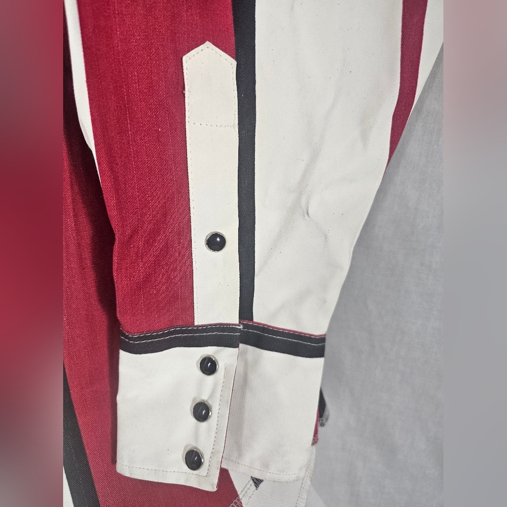VINTAGE Mens Wrangler BRUSHPOPPER PEARLSNAP BLACK RED WHITE SIZE XXL - Picture 5 of 10